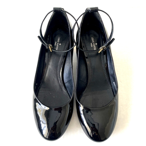 Louis Vuitton Night Bloom Pump Black Patent Leather Ankle Strap Flower Heel 38 - Picture 4 of 15